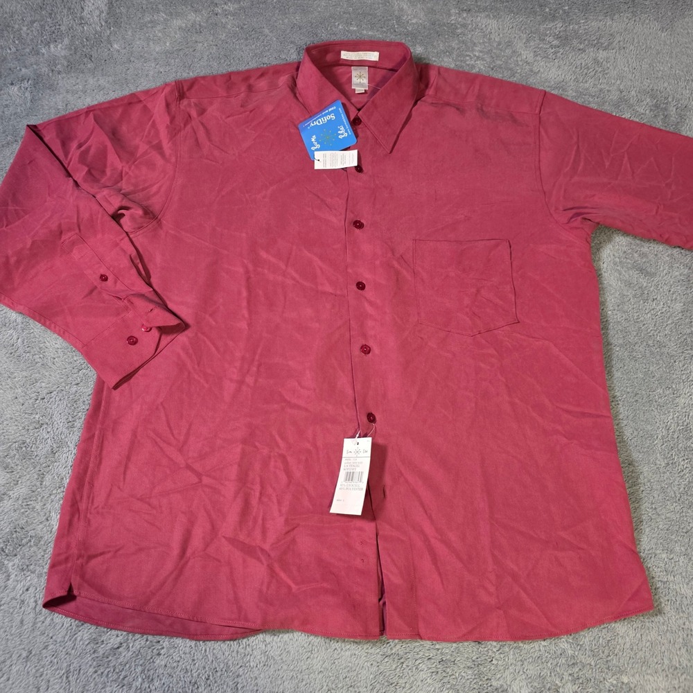 Burma Bibas Mens L Button Down Shirt Red Sofidry Tencel Twill Long Sleeve 7724